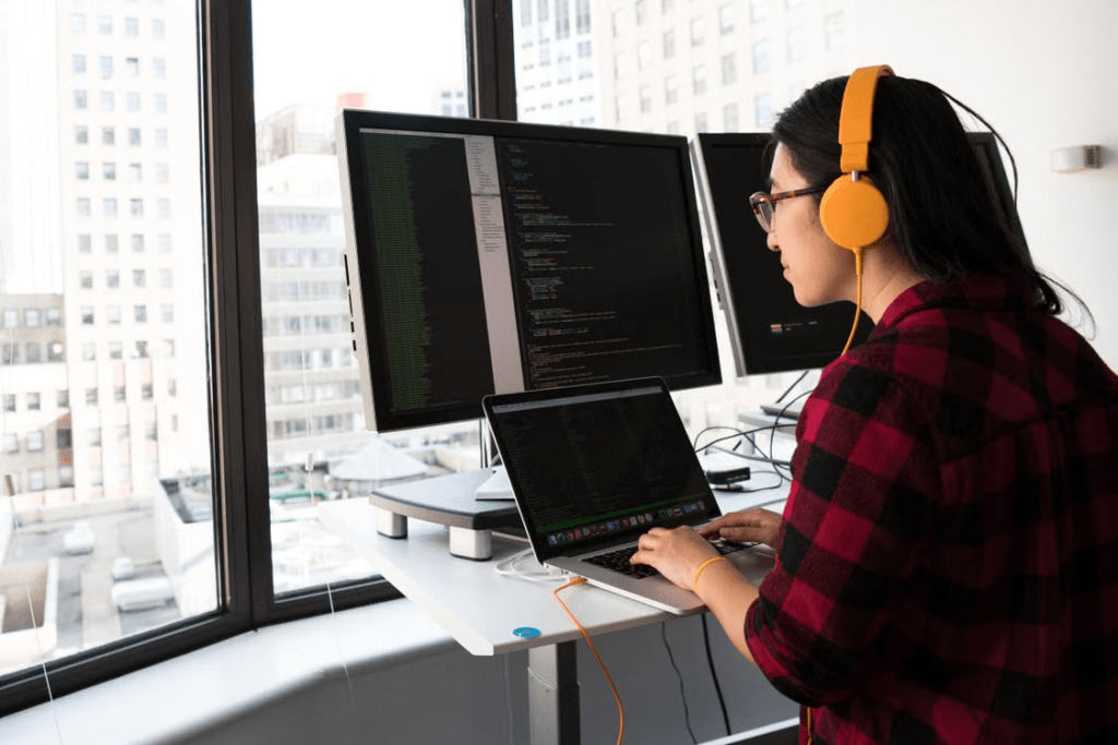 Translator editing a webtoon or web novel translation before publication.